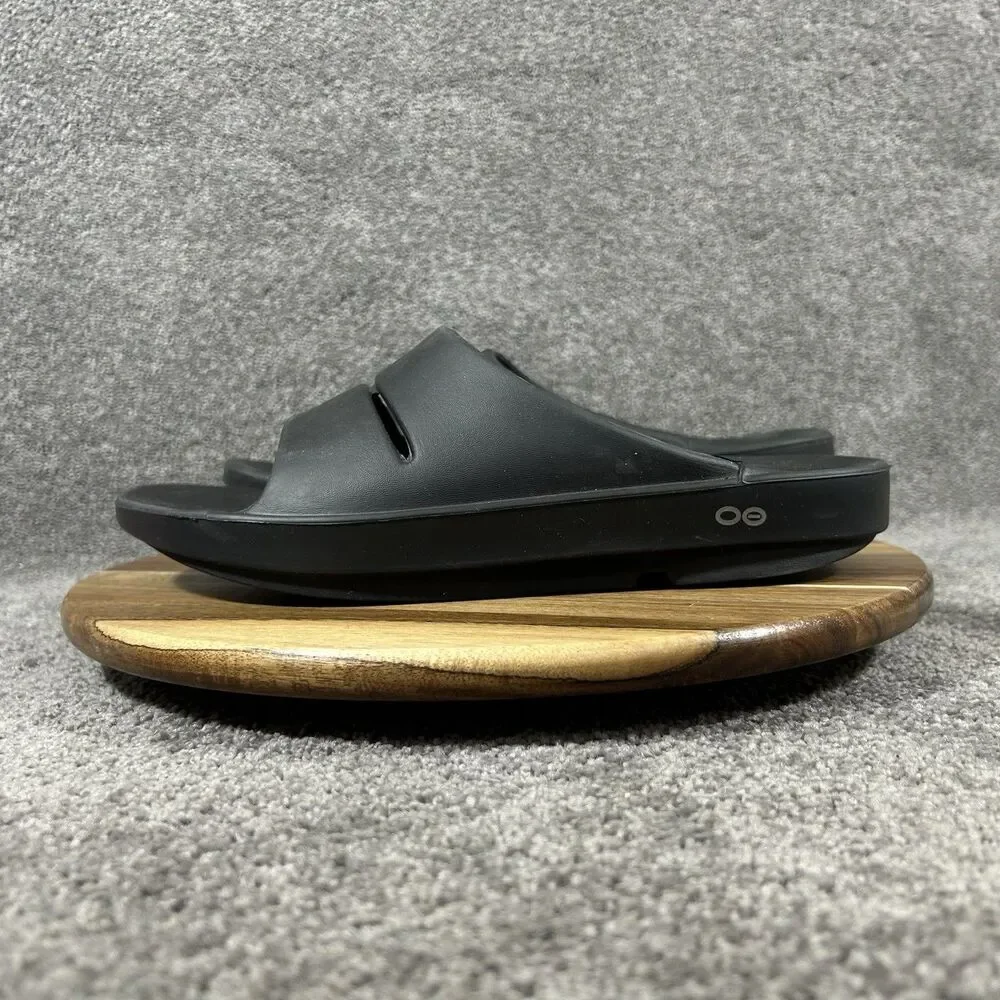 OOFOS OOahh Mens Size 10 Black Sport Sandals Recovery Gym Athletic Slides Used